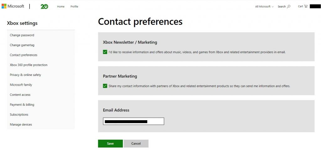 Microsoft Store Xbox Series X Invite Contact Preferences