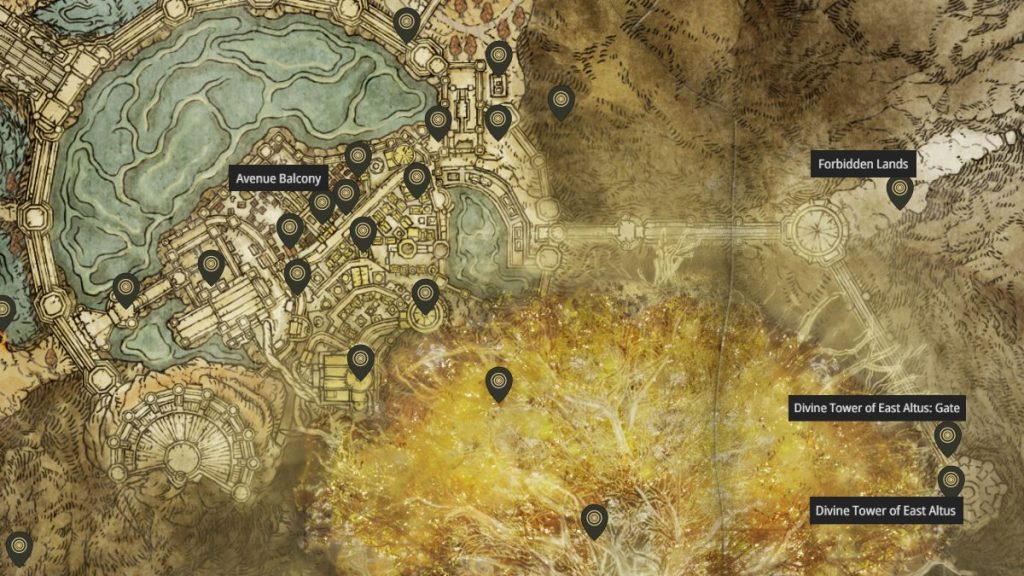 Capital Outskirts Divine Tower East Elden Ring Map