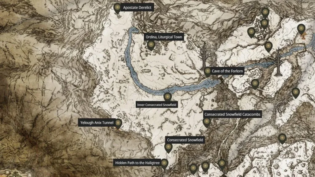 Consecrated Snowfield Elden Ring Map