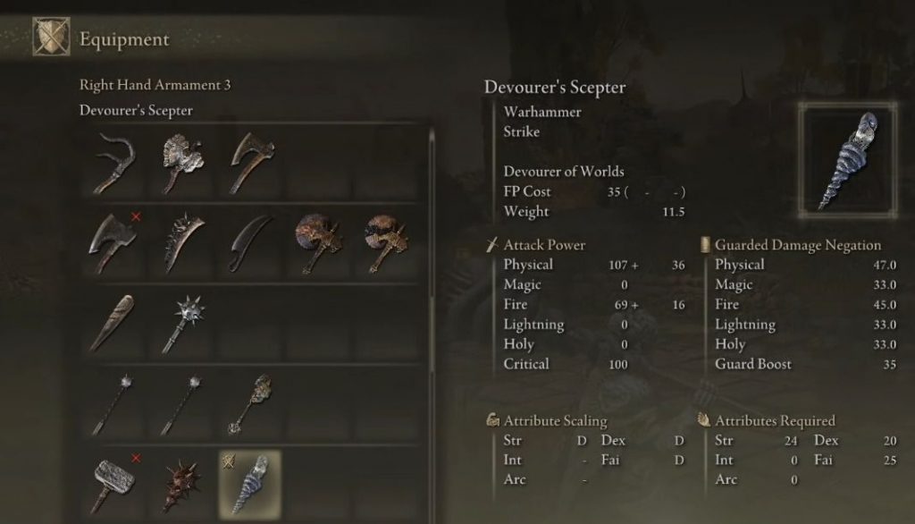 DEVOURER'S SCEPTER - Legendary Armament Elden Ring