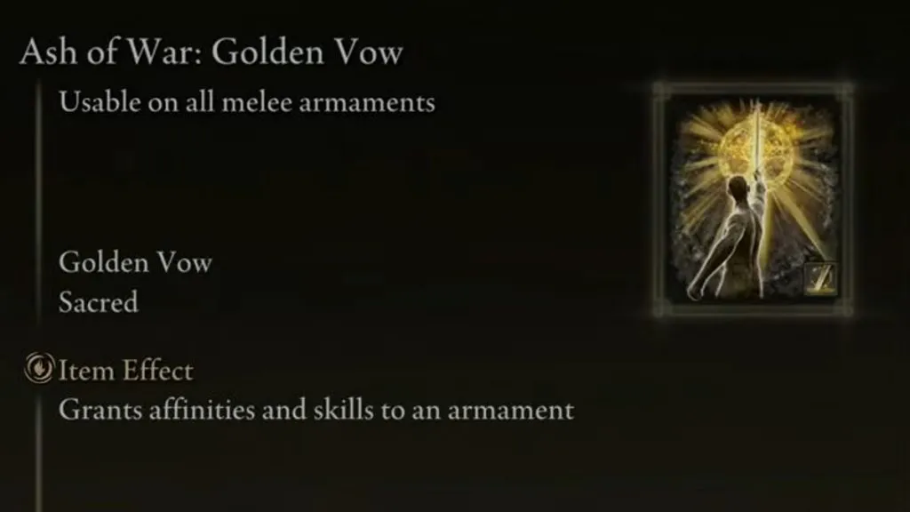 Elden Ring Ash of War Golden Vow