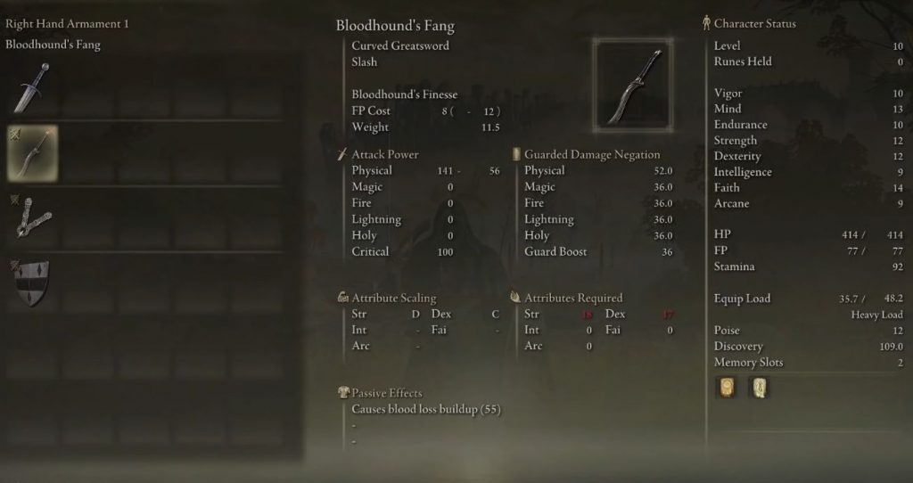 Elden Ring Bloodhound's Fang