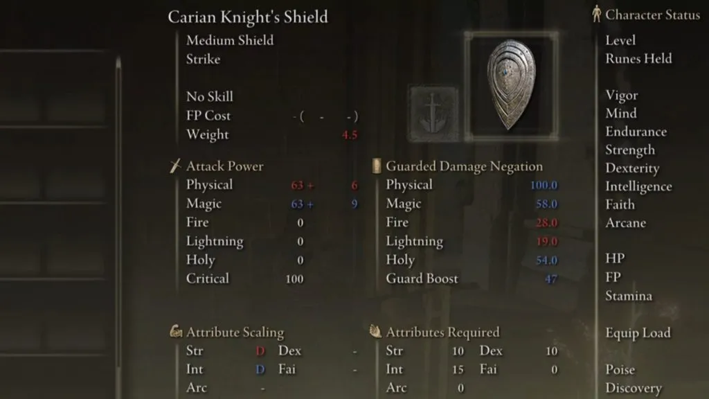 Elden Ring Carian Knight's Shield