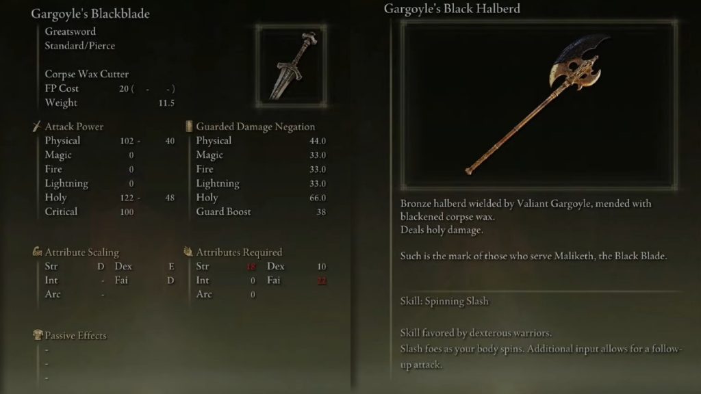 Gargoyle's Blackblade and Black Halberd