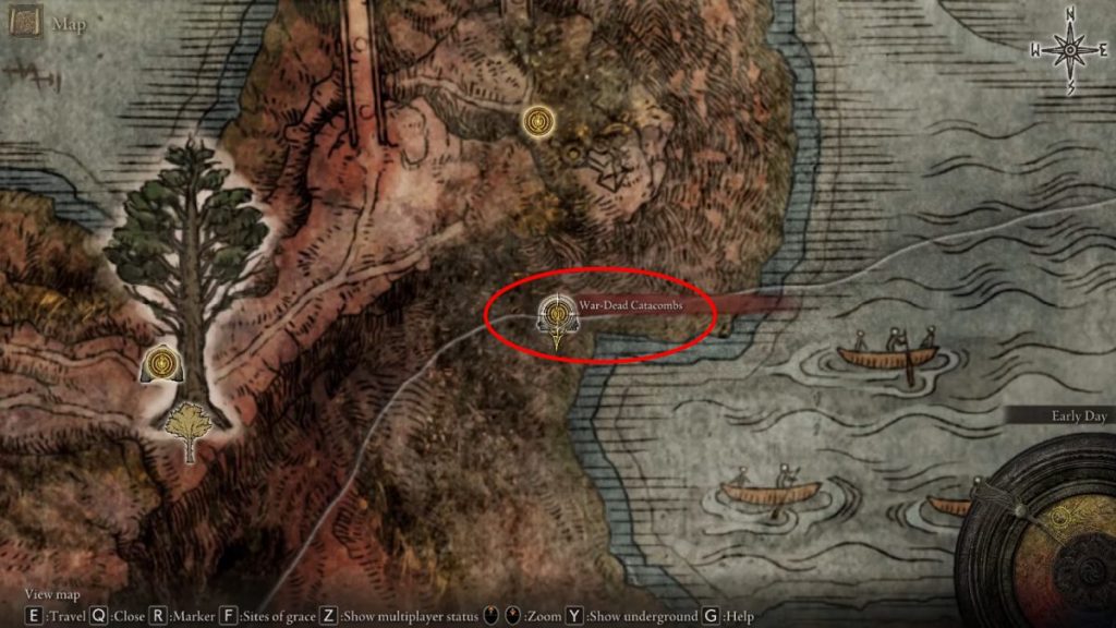 Карта Катакомб Войны Мертвых Элден Ринг