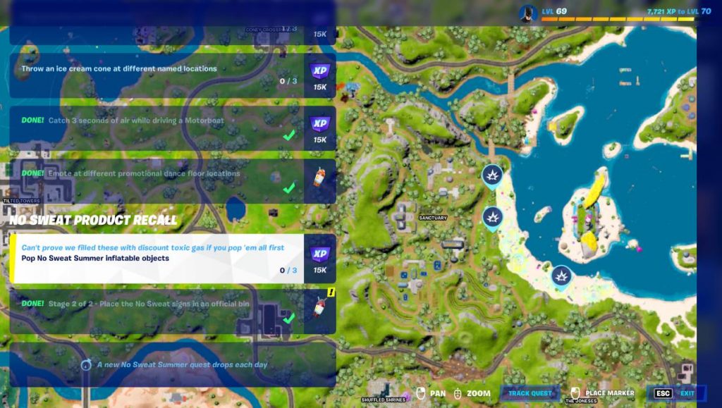Fortnite Where to Find & Pop No Sweat Summer Inflatable Objects