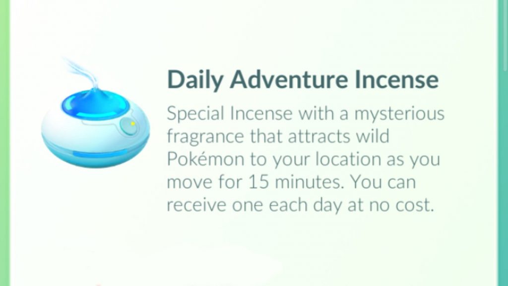 Pokemon GO Daily Adventure Incense Description