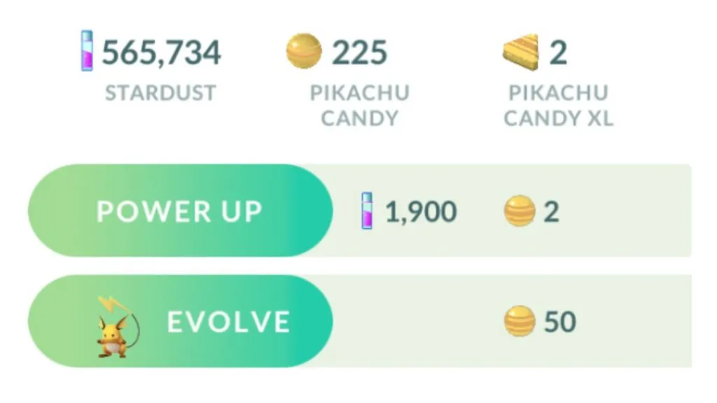 Pokemon GO Pikachu Candy Evolve