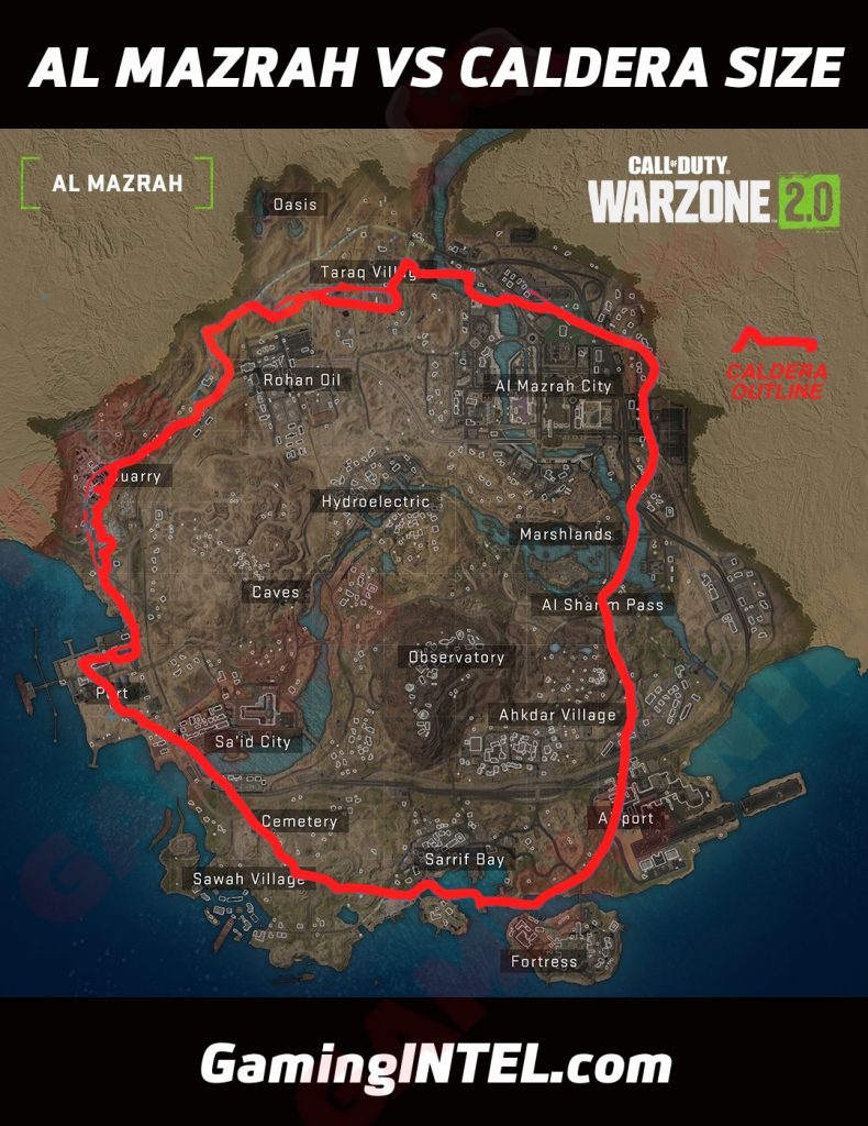 Al-Mazrah vs Caldera Map Size Warzone-2