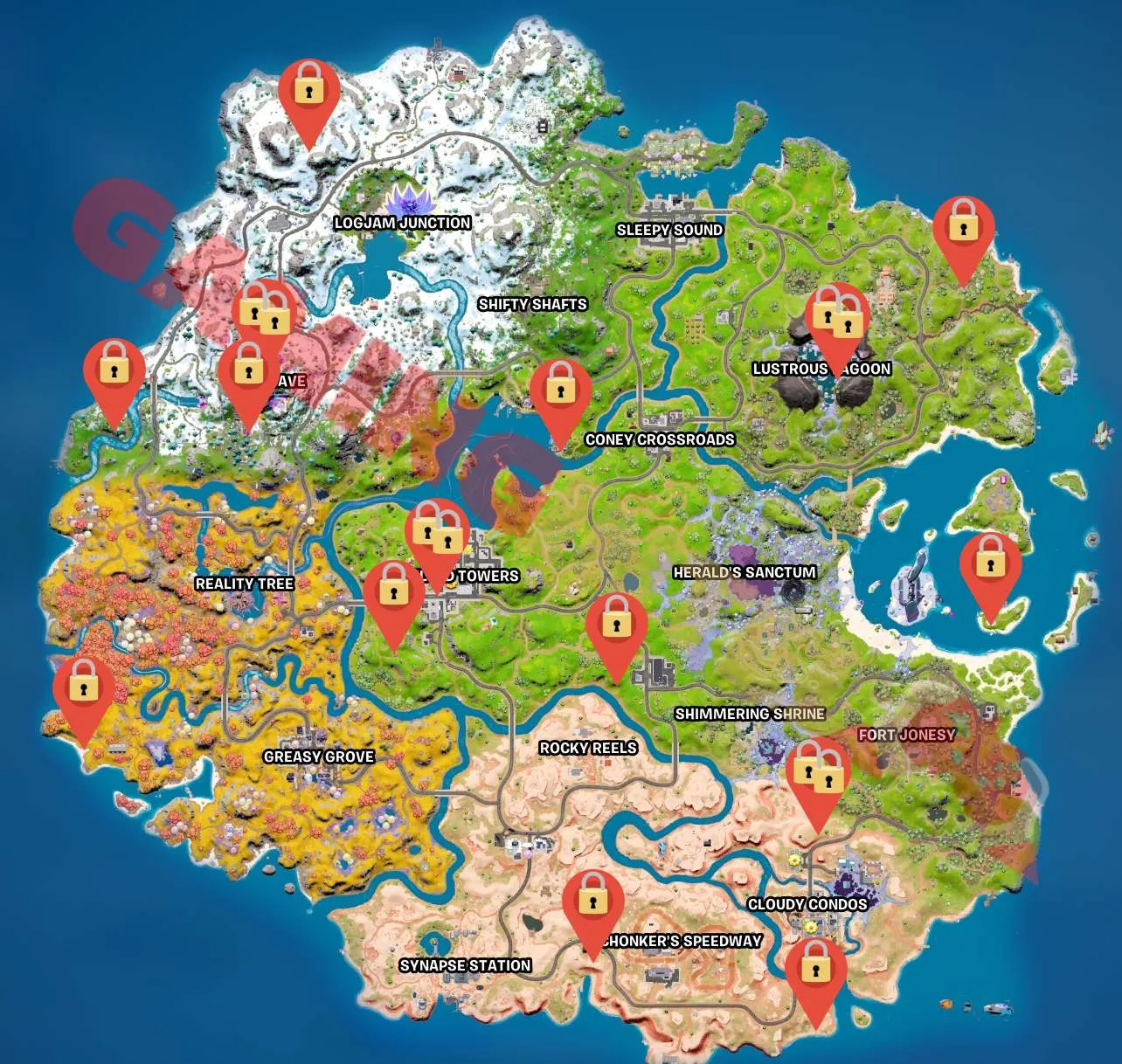Fortnite All Vaults Places Map The Best Way To Discover Keys Starfield