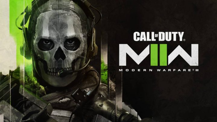 Ghost from Call of Duty Modern Warfare 2 next to the game's logo against a black background
