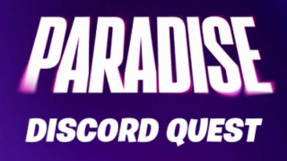 the words Paradise Discord Quest against a purple background
