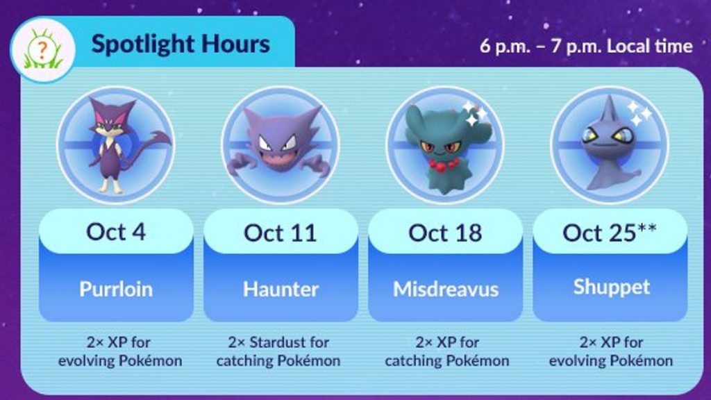 Pokemon GO Spotlight Hours October 2022