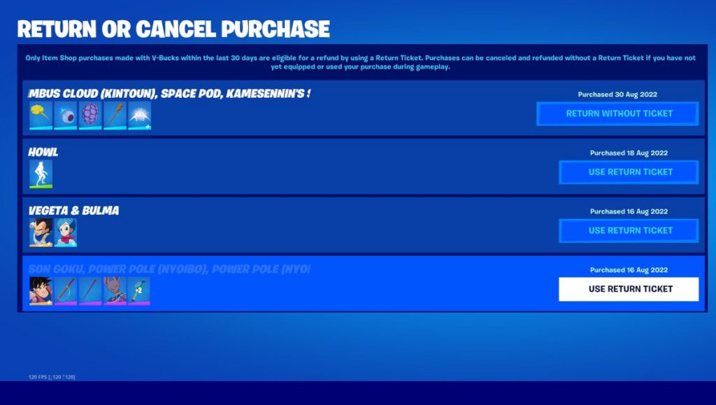 Refund Page Fortnite Items