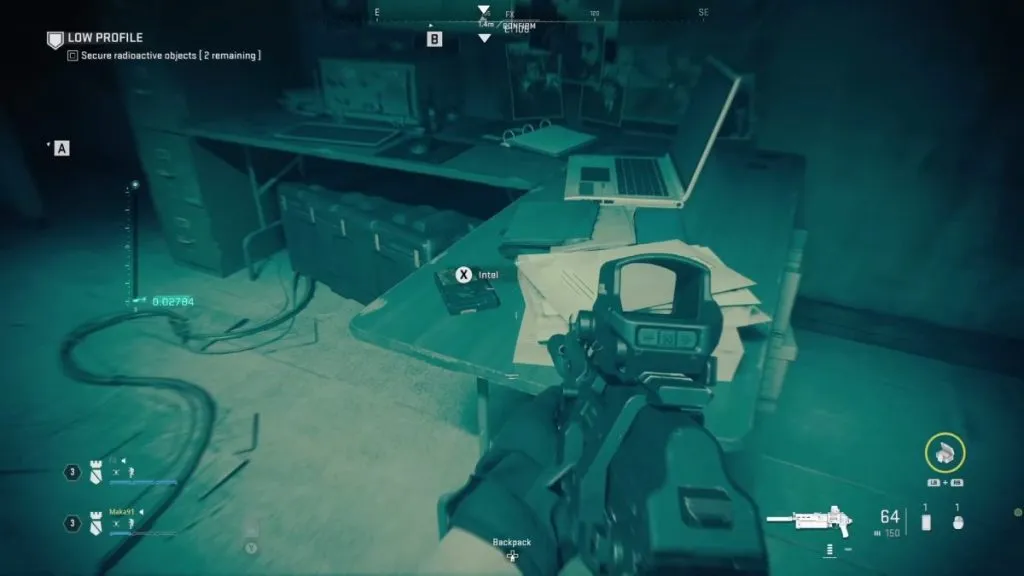 the location of Intel Fragment 5 in the Spec Ops mission Low Profile