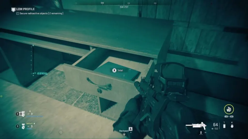 the location of Intel Fragment 6 in the Spec Ops mission Low Profile