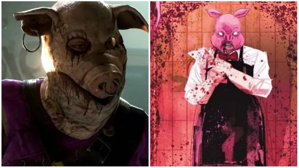 Professor Pyg on the left and his comicbook version on the right