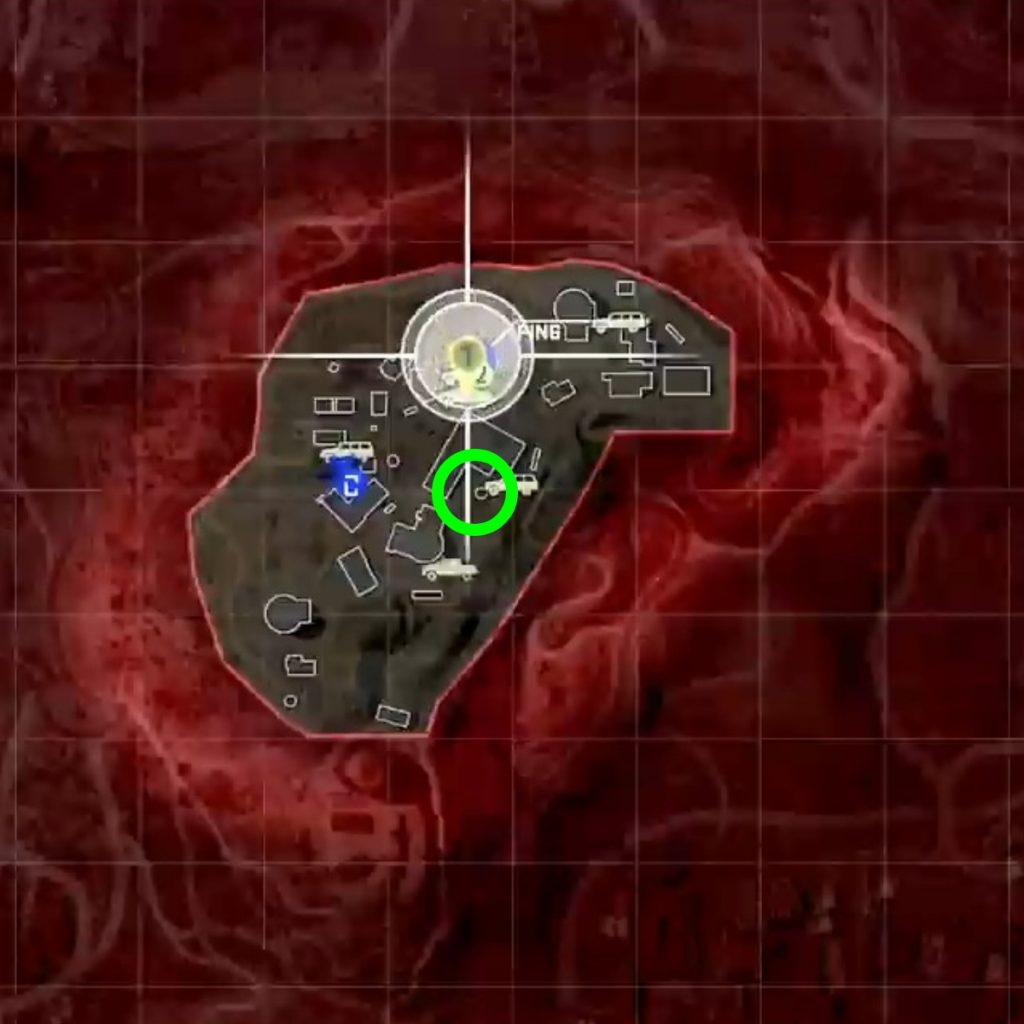 the map of Defender Mt Zaya with the supply shop location circled