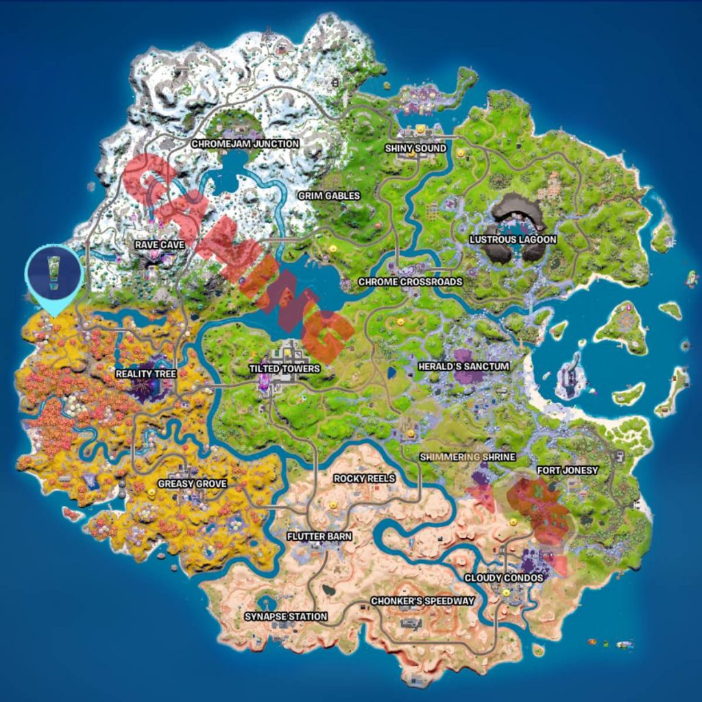 a map showing where Willow is in Fortnite