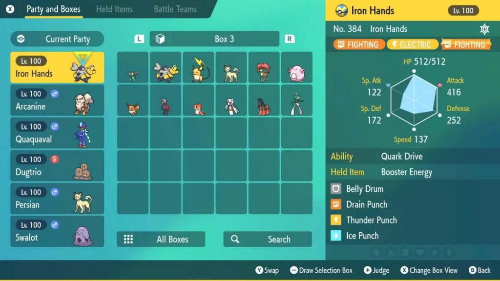 Iron Hands moveset in Pokemon Scarlet and Violet