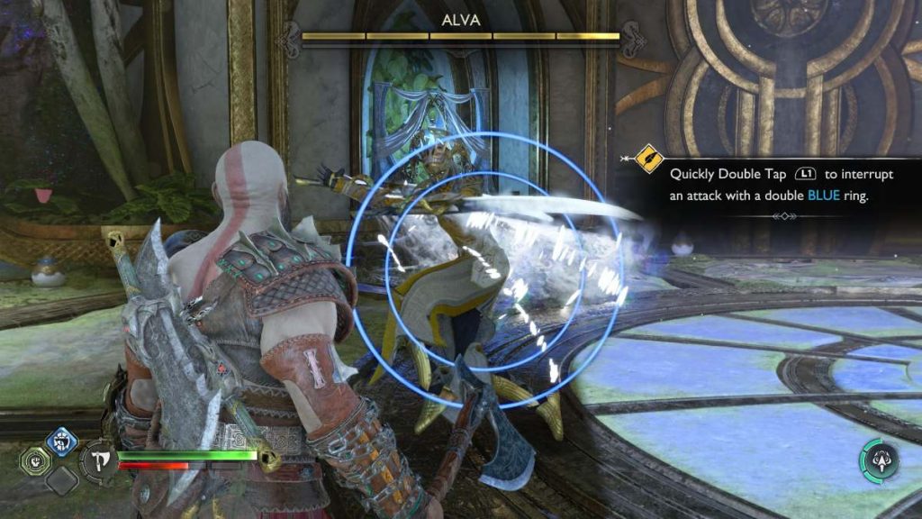 Alva attacking Kratos in God of War Ragnarok