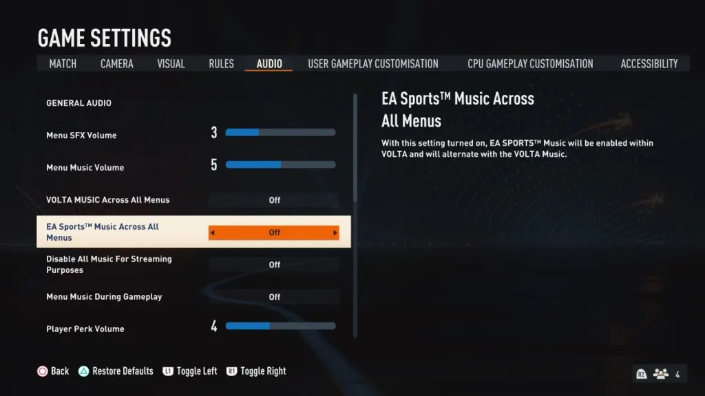 How to turn off music in FIFA 23