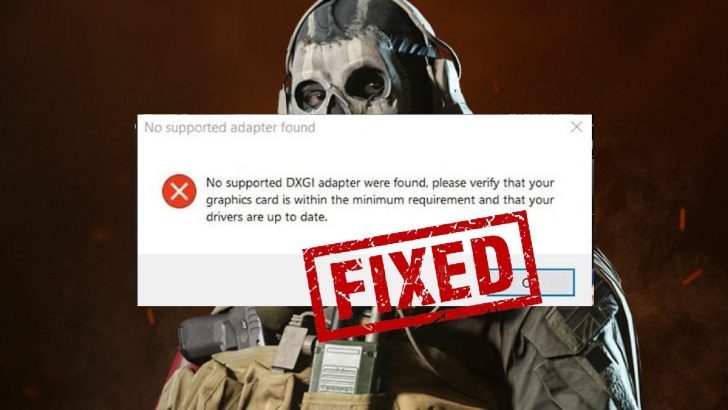 Fix No Supported DXGI Adapter Found Error for MW2