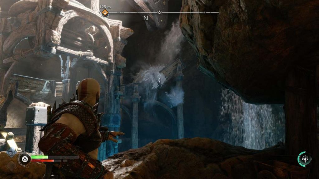 the first step of the first mine puzzle in god of war ragnarok