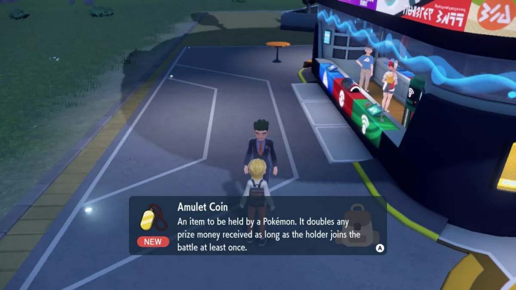 the League Rep giving the player the Amulet Coin in Pokemon Scarlet and Violet