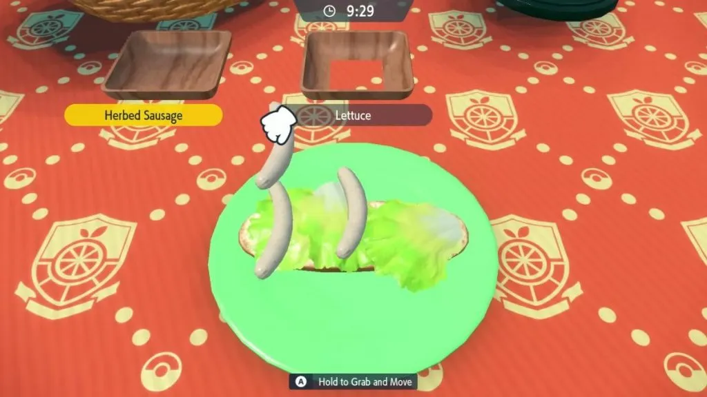 a sandwich being made in Pokemon Scarlet and Violet