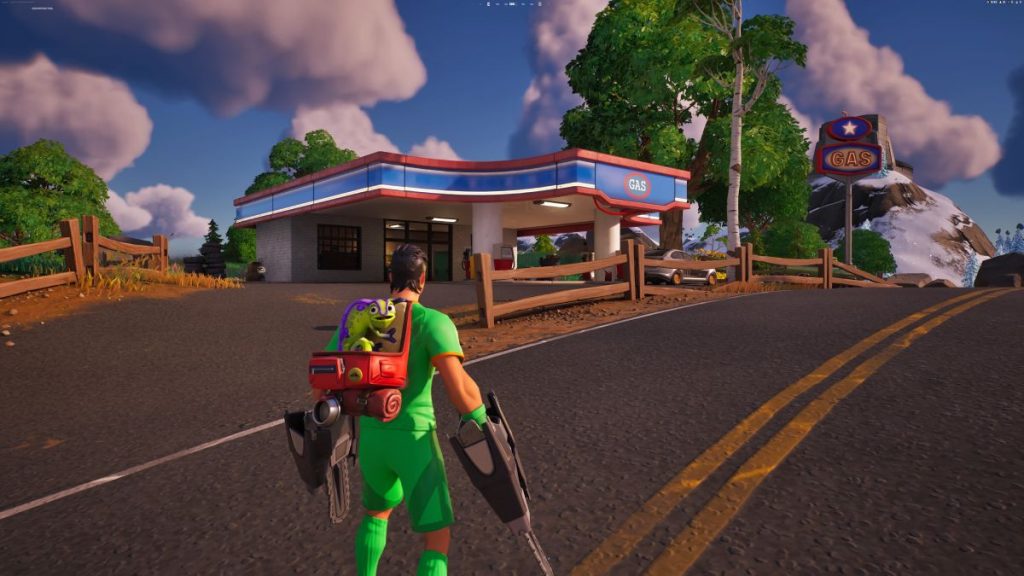 Gas Station at top of Fortnite Map