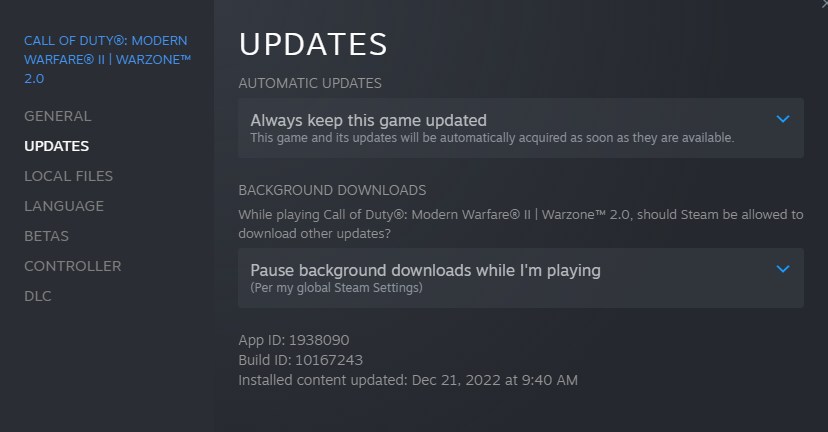 Update MW2 Warzone Steam