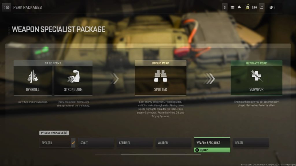 Warzone 2 Weapon Specialist Perk Package