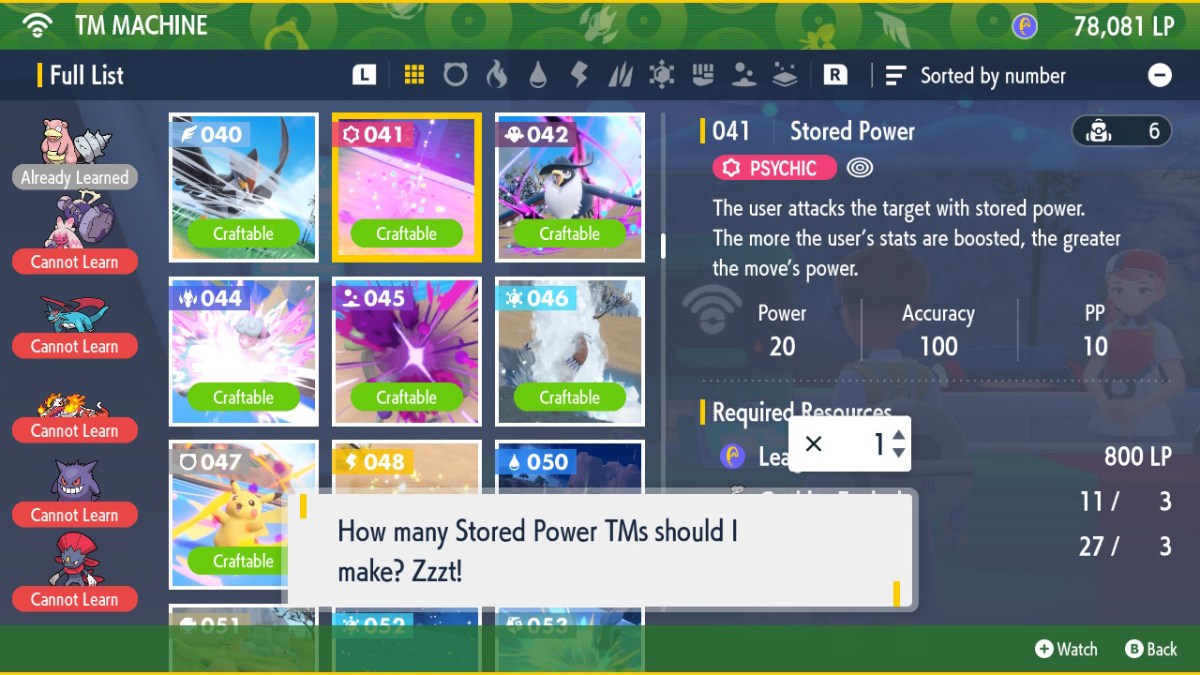Crafting Stored Power TM Pokemon Scarlet and Violet