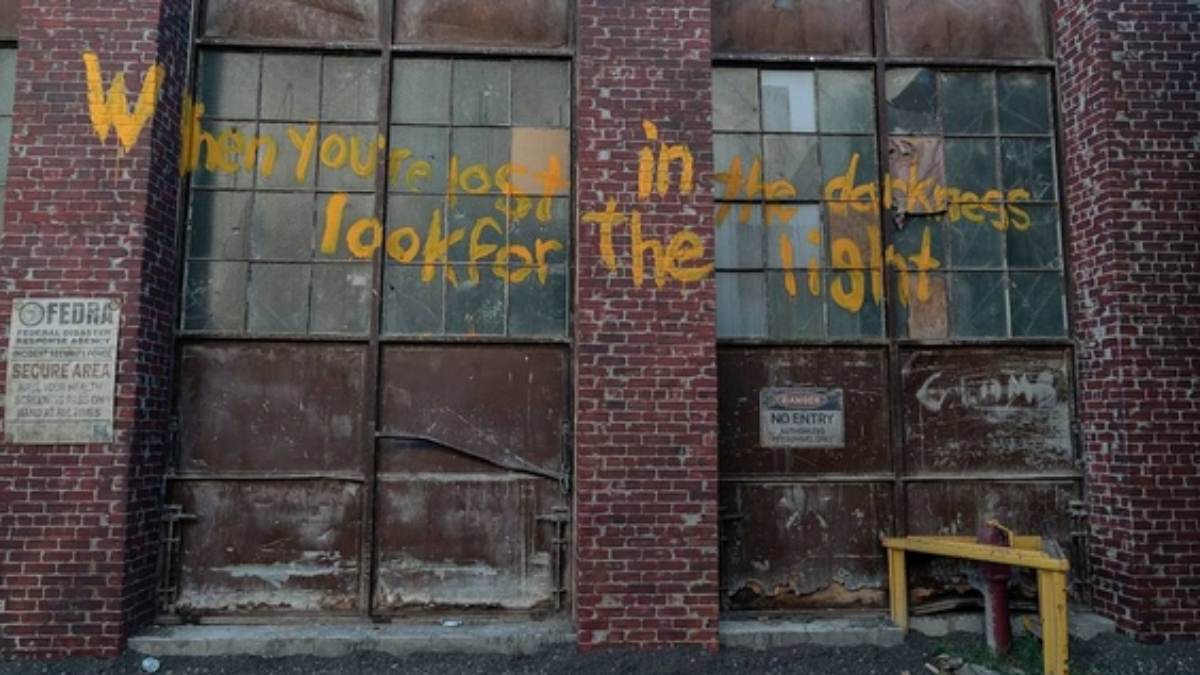 The Fireflies motto spray painted onto a wall in The Last of Us TV show