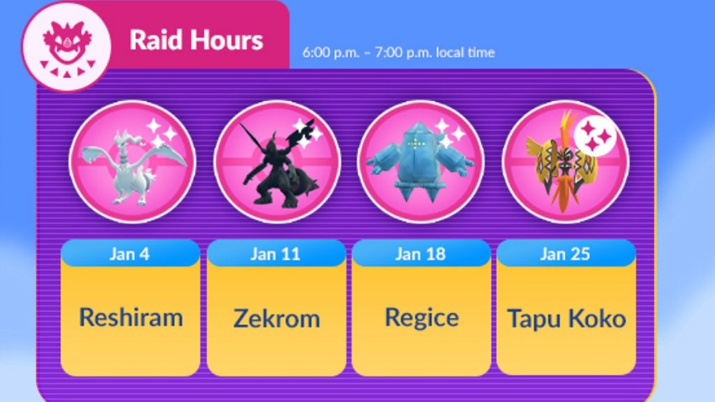 Pokemon GO Jan 2023 Raid Hours