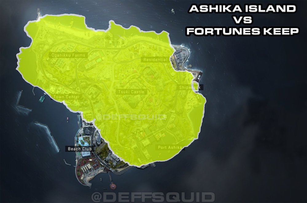 Ashika Island vs Fortune's Keep Size Comparison