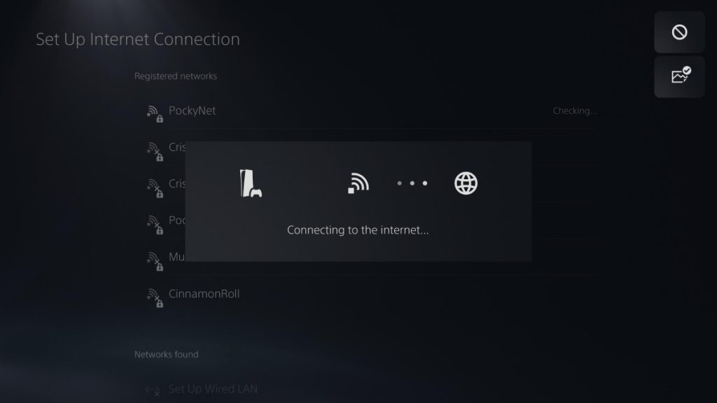 Connecting to Internet PS5 Menu Settings