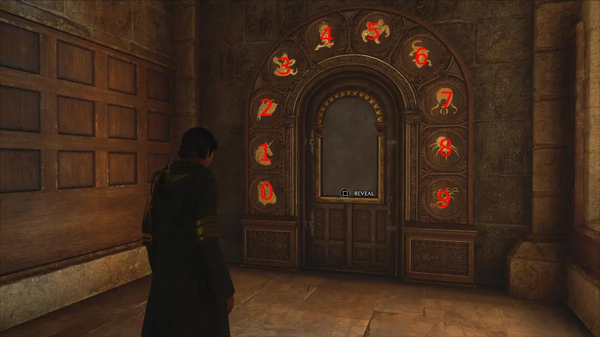 numbers in ascending order from left to right on a door puzzle in Hogwarts Legacy