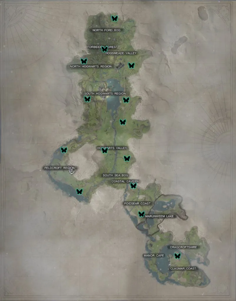 Hogwarts Legacy Butterfly Locations
