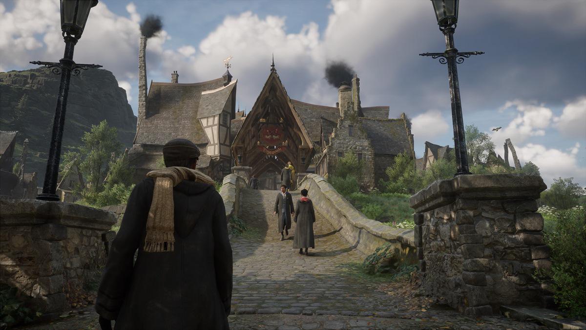 the player entering Hogsmeade in Hogwarts Legacy