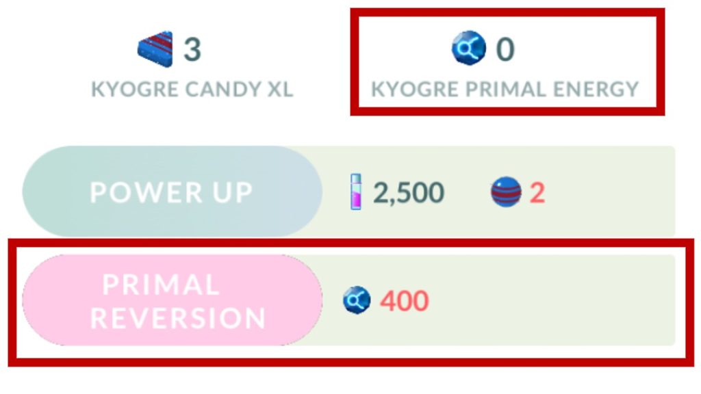 Kyogre Primal Energy Pokemon GO
