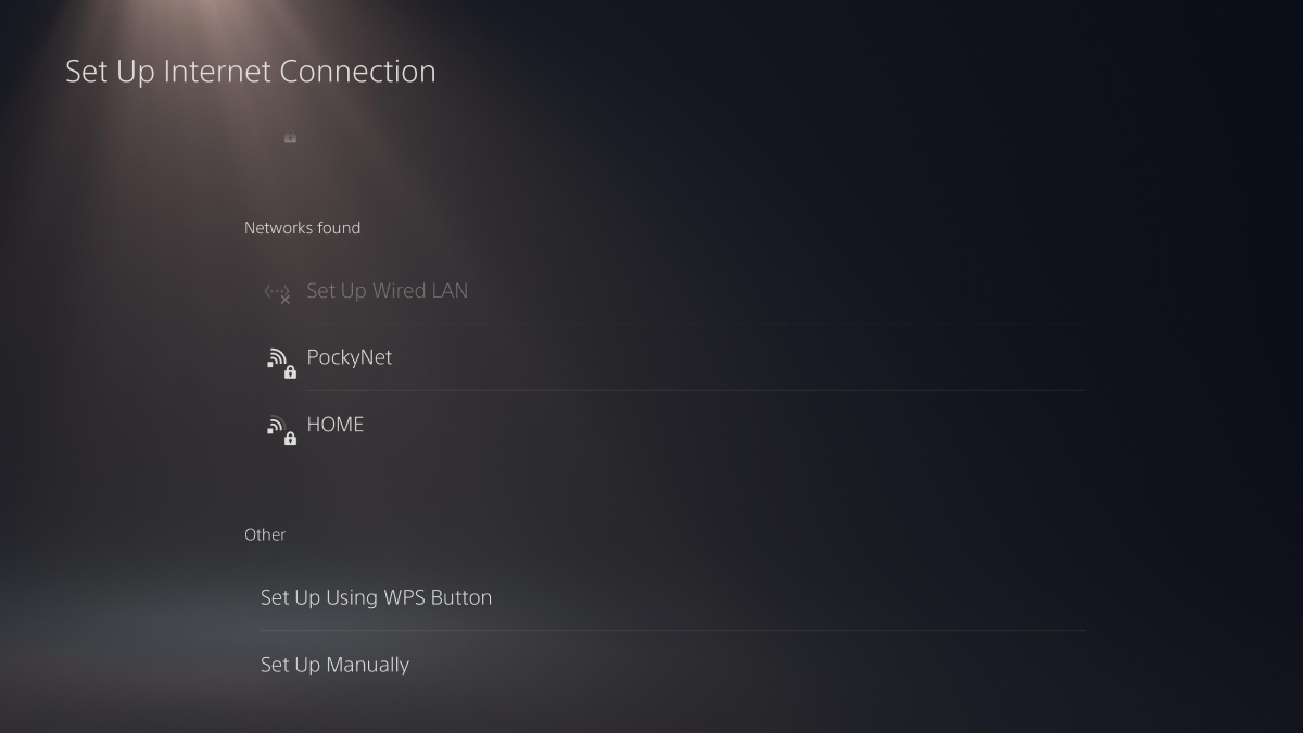 Networks Found PS5 Network Menu Settings