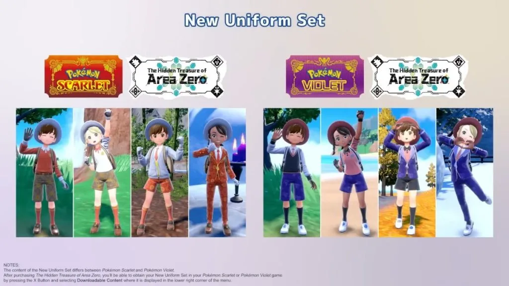 New Uniforms in Pokemon Scarlet Violet DLC