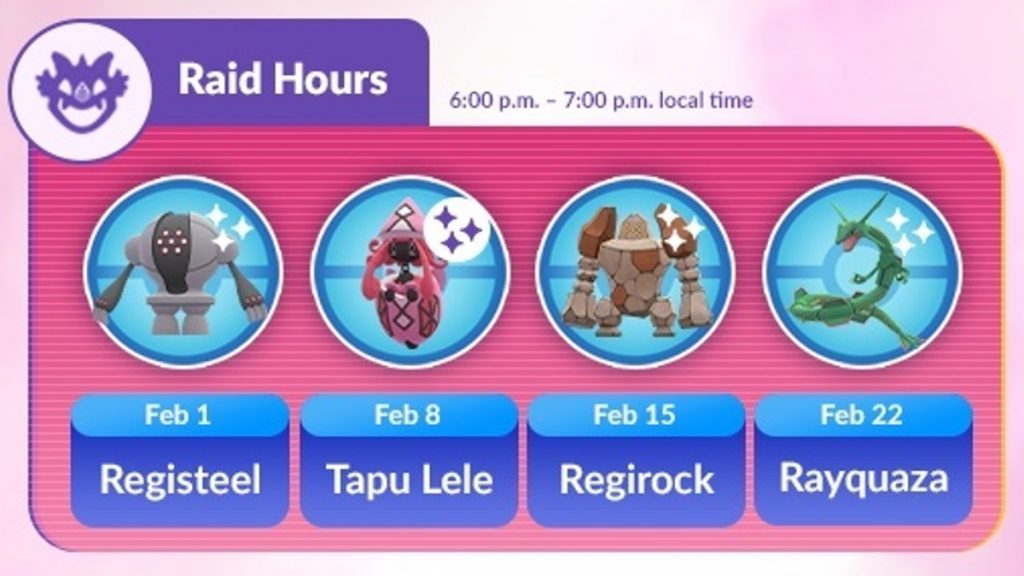 Pokemon GO Raid Hours Schedule february 2023