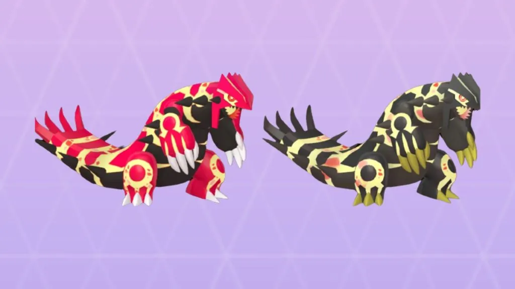 Primal Groudon and Shiny Primal Groudon