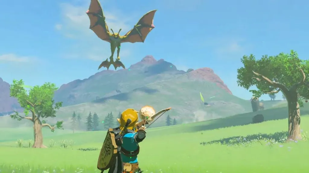 Link shooting a new flying enemy type in The Legend of Zelda: Tears of the Kingdom