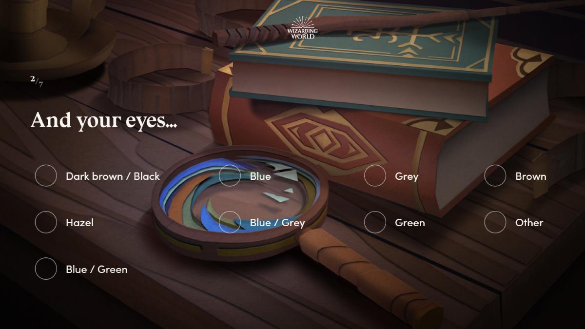 the wand quiz on the Wizarding World website