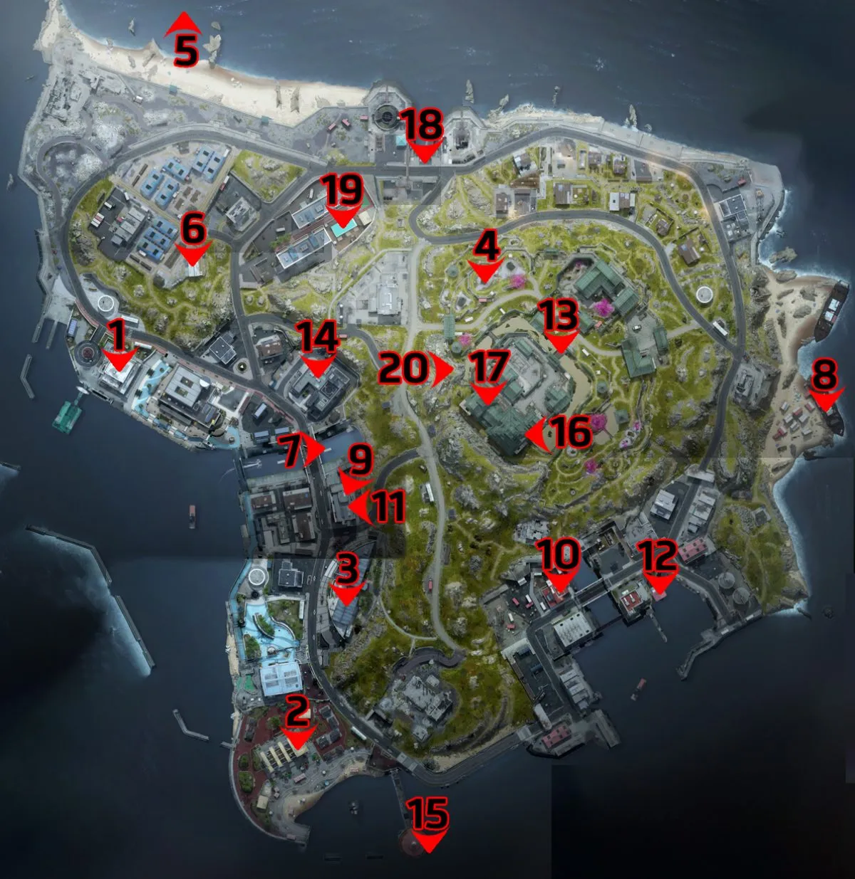 Ashika Island DMZ Key Locations Map