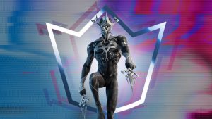The Triarch Nox Outfit from Fortnite Crew April 2023 against the Fortnite Crew logo